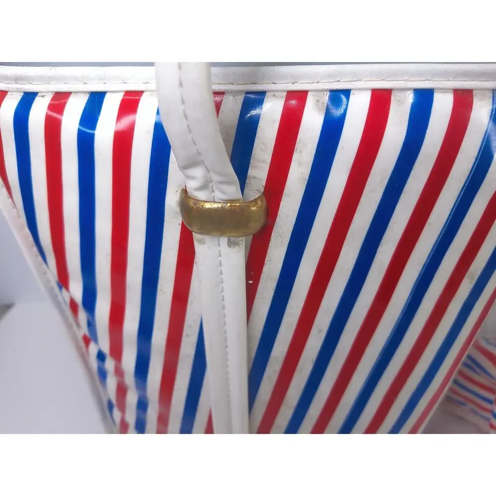 Vintage Prepac Vinyl Insulated Cooler Bags Red White Blue Stripes Set of 2